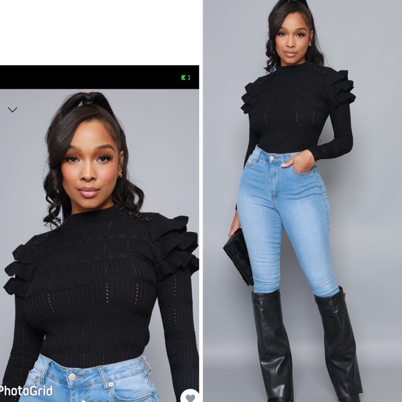 Ruffle sleeve Sweater - Picture 2 of 2